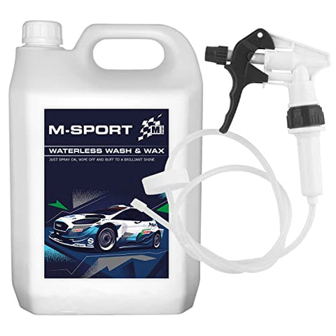 M-SPORT Waterless Wash & Wax 5L + Long Hose Trigger - Clean, Polish and Protect Without Water
