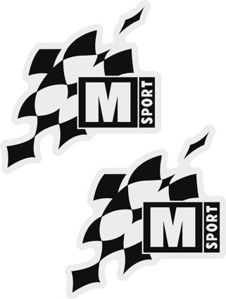M-Sport Flag Decal - White with Black Logo - TWIN PACK